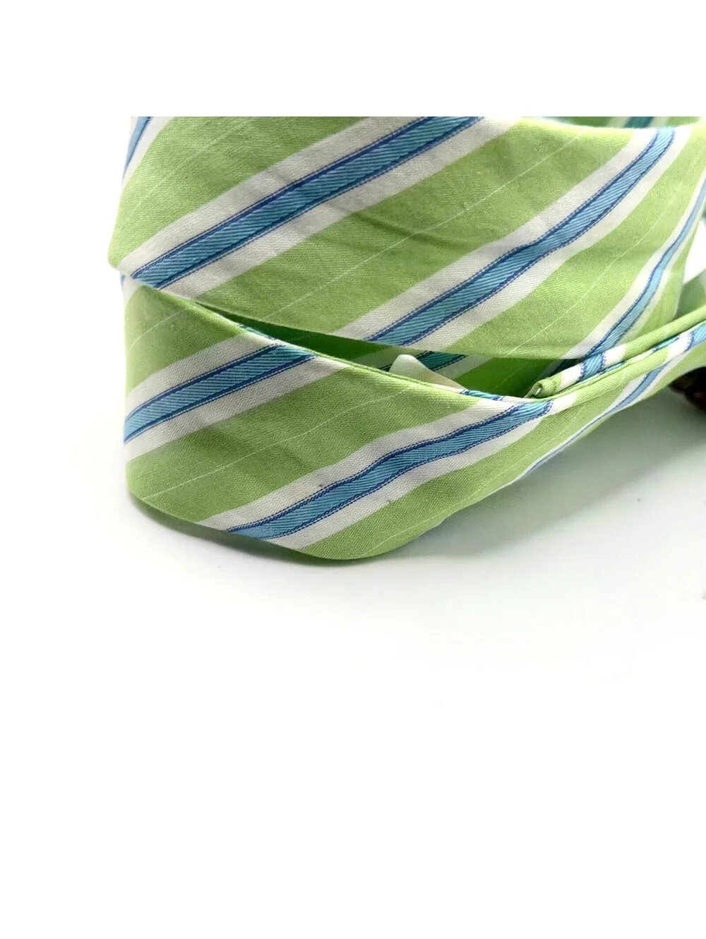 J.Crew Green Blue Striped Cotton D-Ring Ribbon Belt
